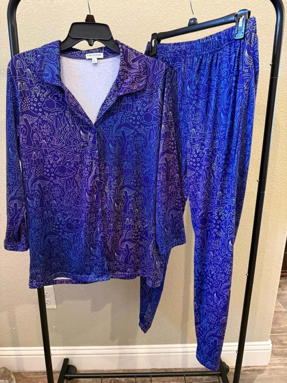 Earthbound Trading Post Blue/Purple Printed Button-Front Pajama Set